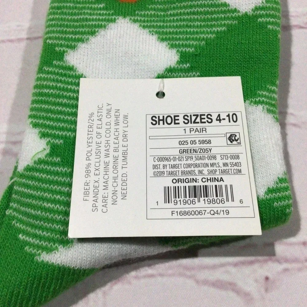 St. Patrick’s Day Green and Orange Shamrock Crew Socks - NWT